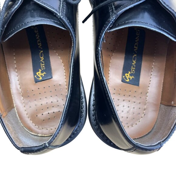 Stacy Adams Men’s Black Leather Lace Up Bike Toe Oxford Shoes Size 10.5M - Picture 5 of 14